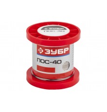 55451-100-10С Припой ЗУБР, ПОС 40, трубка с канифолью, 100 гр, 1 мм