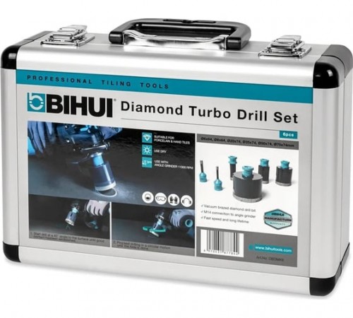 DBDMK6 Коронки алмазные набор на УШМ М14 BIHUI (6мм, 8мм, 20мм, 35мм, 50мм, 70мм)