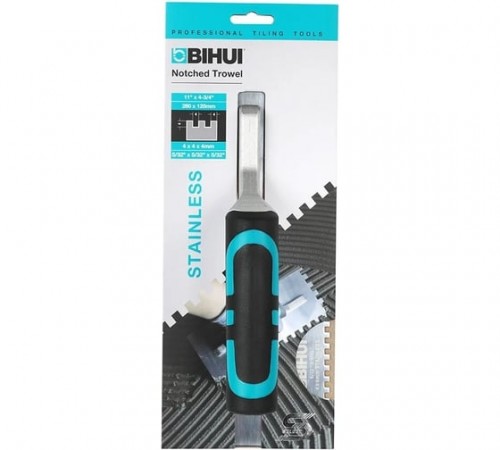 PTSB04 Металлический зубчатый шпатель BIHUI зуб 4мм, 280х120мм