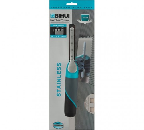 PTSH08 Металлический зубчатый шпатель BIHUI 320х120 8мм
