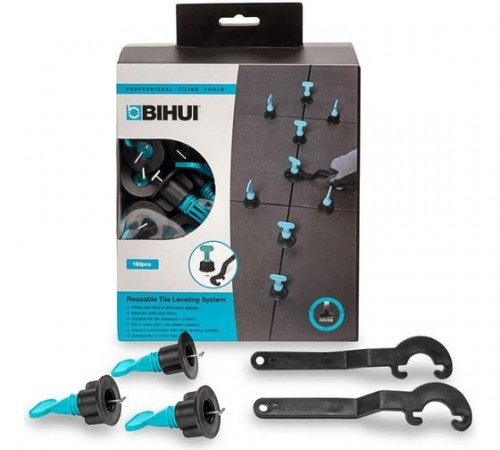 TSS100 Набор для выравнивания плитки многоразовый (комплект 100 шт + ключ)
