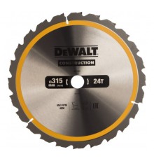 DT1961-QZ Диск пильный DeWalt CONSTRUCTION 315/30 24 ATB-5° п/дер. с гвоздями