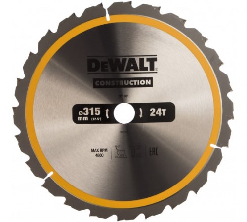 DT1961-QZ Диск пильный DeWalt CONSTRUCTION 315/30 24 ATB-5° п/дер. с гвоздями