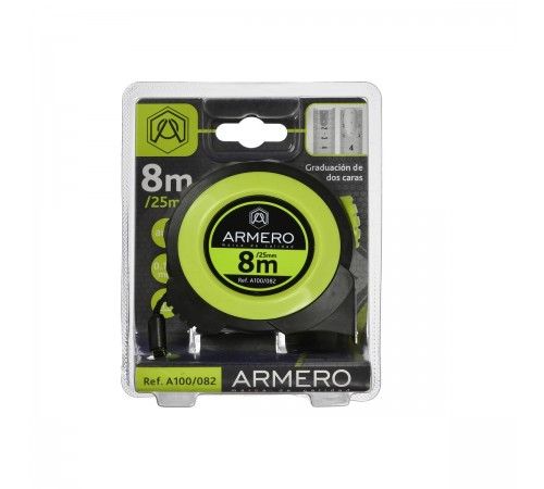 A100/082 Рулетка ARMERO с автоблокировкой 8м х 25мм