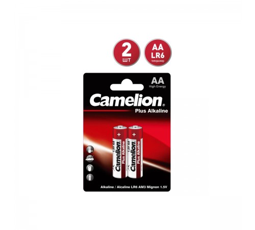 Элемент питания алкалиновый Camelion Plus Alkaline AA/LR6 1.5B LR6-BP2 BL-2 1652