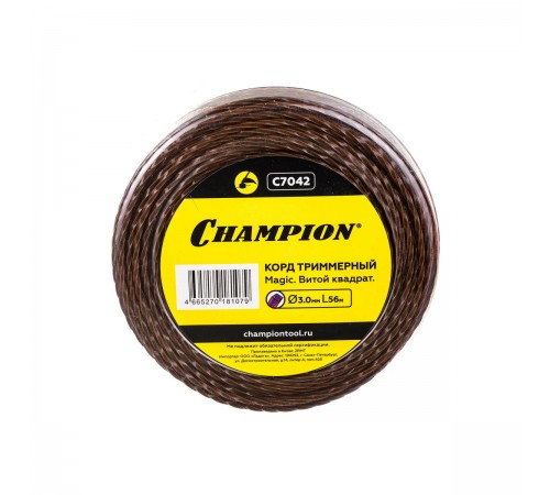 C7042 Корд триммерный Champion Magic 3,0мм*56м + нож