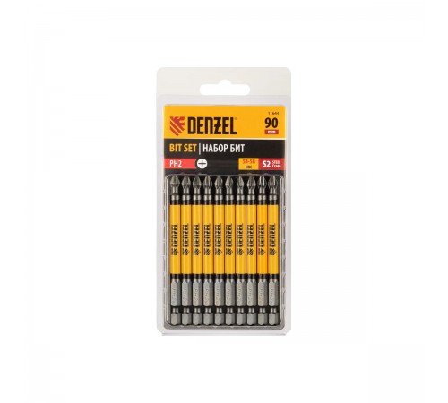 11644 Набор бит Denzel PH2x90, сталь S2. круглый профиль, 10шт