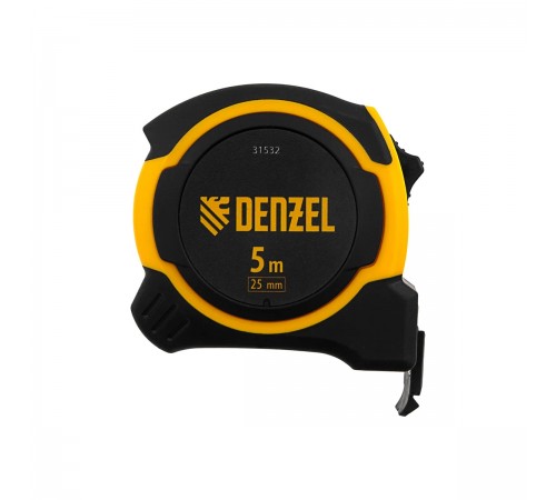 31532 Рулетка Denzel 5м х 25мм, 2-х комп.корпус,магнитный обрезиненный зацеп