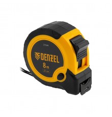 31544 Рулетка Denzel 8м х 25мм,двухкомп.корпус,кнопка-пауза