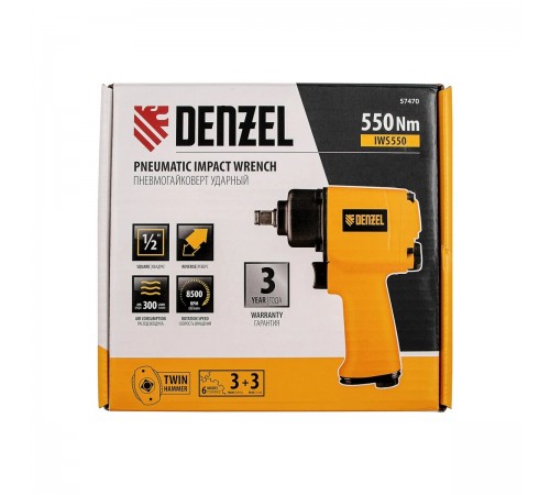 Пневмогайковерт ударный Denzel Compact IWS550 57470