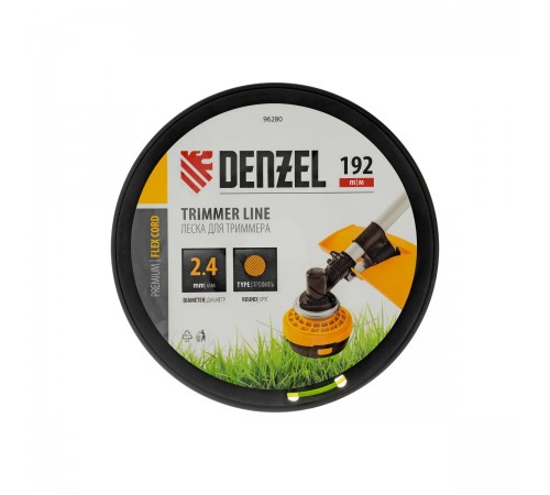 96280 Леска для триммера Denzel FLEX CORD круглая 2,4ммх192м на  DIN катушке