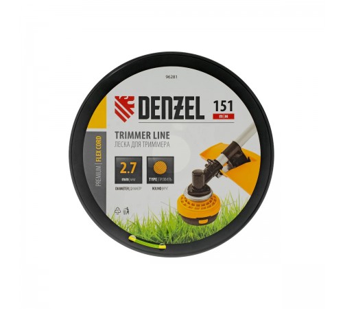 96281 Леска для триммера Denzel FLEX CORD круглая 2,7ммх151м на  DIN катушке