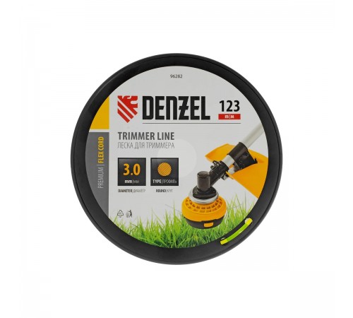 96282 Леска для триммера Denzel FLEX CORD круглая 3,0ммх123м на  DIN катушке