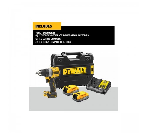Дрель аккумуляторная DeWalt DCD 800E2T
