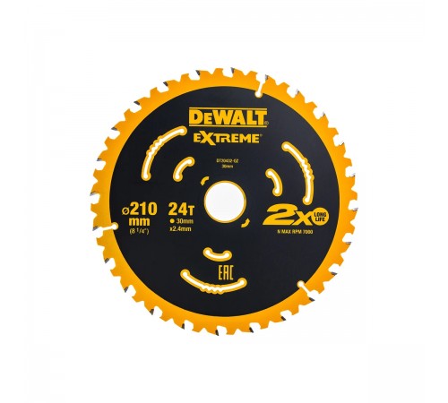 DT20432-QZ Диск пильный DeWalt 210х30мм 24T ATB7 д/DWE7485