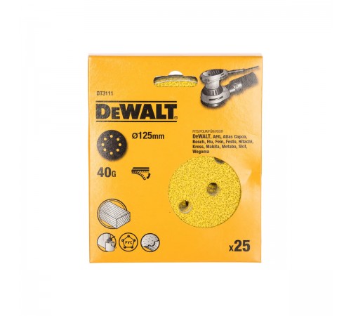DT 3111 Круг шлифовальный DeWalt на липучке 125мм P-40