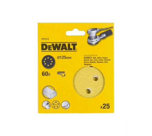 DT 3112 Круг шлифовальный DeWalt на липучке 125мм P-60