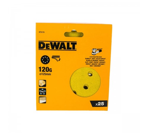 DT 3115 Круг шлифовальный DeWalt на липучке 125мм P-120