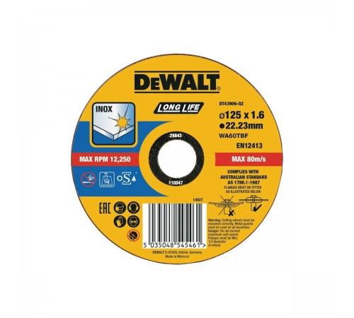 DT 43906 Диск отрезной DeWalt по металлу 125х1,6х22,2