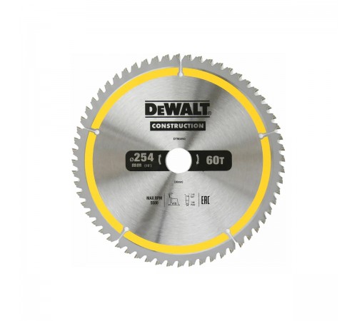 DT90250-QZ Диск пильный DeWalt 254/30мм 60з ATB+7 п/дер.