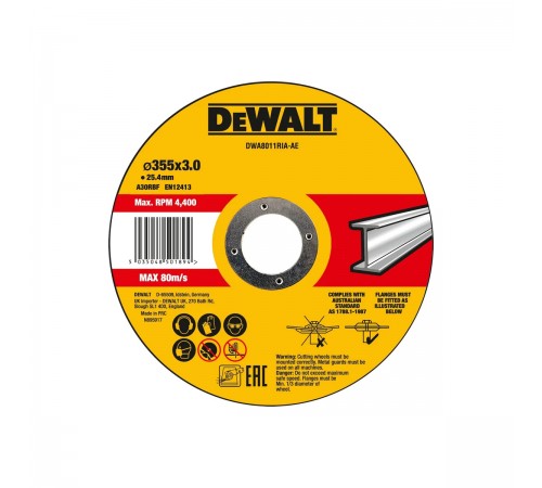 Круг отрез. п/мет. DeWALT HP, 355 x25.4x 3.0 DWA8011RIA-AE