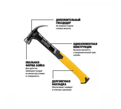 DWHT51439-0 Молоток DEWALT с изогнутым гвоздодером