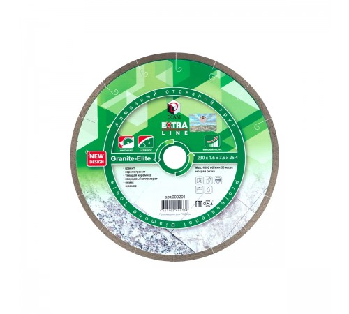 000201 Диск алмазный DIAM 1A1R GRANITE-ELITE 230*25.4 мм сплошной