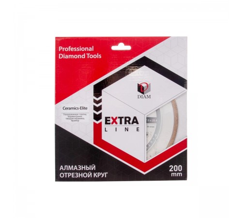 000547 Диск алмазный DIAM 1A1R CERAMICS-ELITE 200*25.4мм сплошной