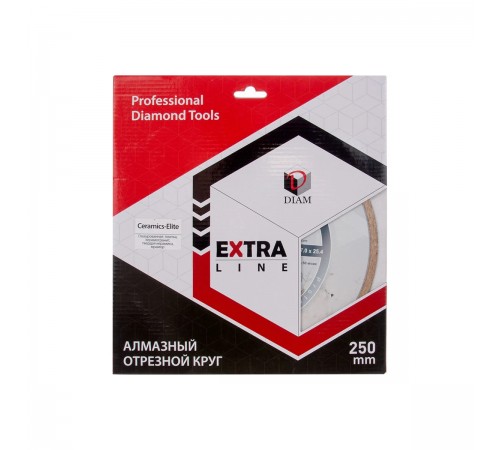 000595 Диск алмазный DIAM 1A1R CERAMICS-ELITE 250*25,4мм сплошной