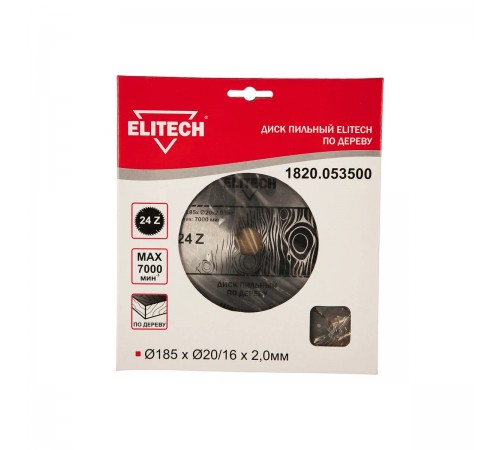 1820.053500 Диск пильный Elitech 185х20/16х24