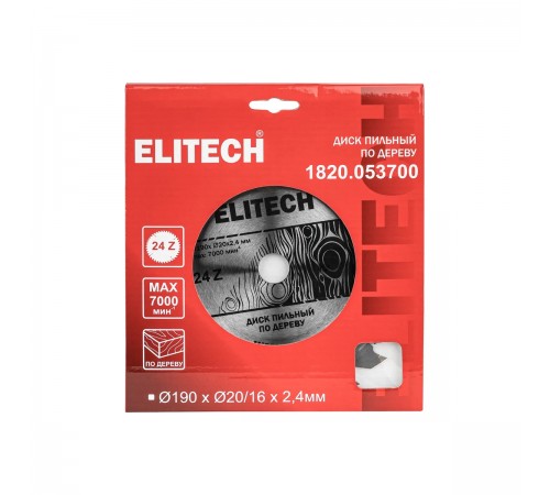 1820.053700 Диск пильный ELITECH 190х20/16x24