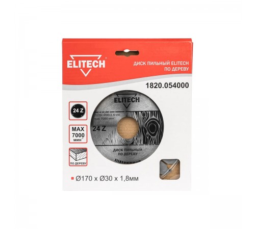 1820.054000 Диск пильный ELITECH 170х30x24