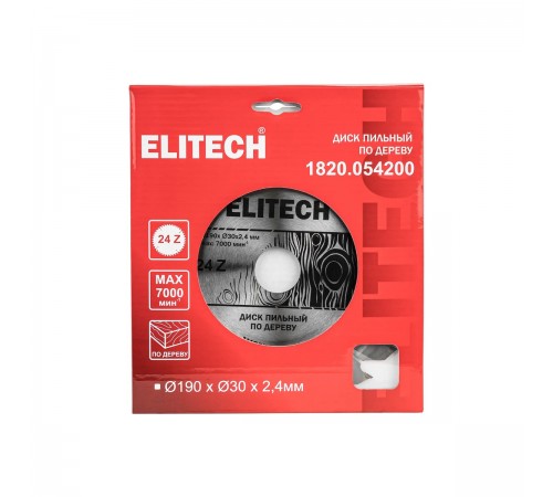 1820.054200 Диск пильный Elitech 190х30x24