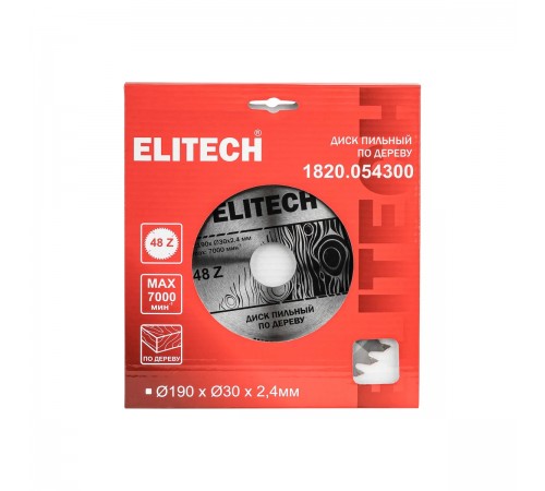1820.054300 Диск пильный ELITECH 190х30x48