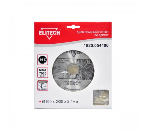 1820.054400 Диск пильный Elitech 190х30x36