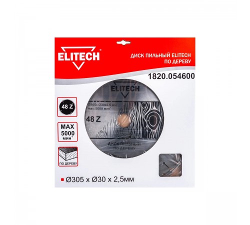 1820.054600 Диск пильный ELITECH 305х30x48