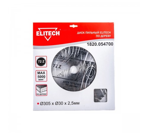 1820.054700 Диск пильный ELITECH 305х30x72