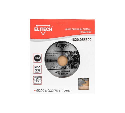 1820.055300 Диск пильный ELITECH 200х32/30x48