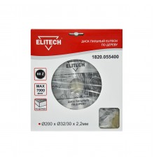 1820.055400 Диск пильный ELITECH 200х32/30x60