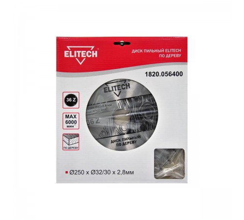 1820.056400 Диск пильный ELITECH 250х32/30x36