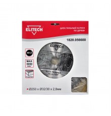 1820.056600 Диск пильный ELITECH 250х32/30x60