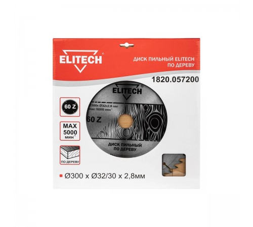 1820.057200 Диск пильный ELITECH 300х32/30x60