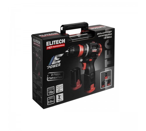 E2201.078.02 Дрель аккумуляторная м/ф ELITECH CD 16UL2
