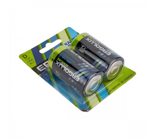 11752 Элемент питания алкалиновый Ergolux D/LR20 1.5B Alkaline BL-2