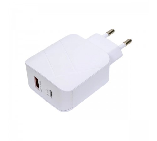 15252 Адаптер сетевой Ergolux 18Вт 1USB+1Type C 100-220B 5-9B/3A QC