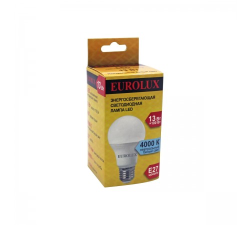 76/2/18 Лампа светодиодная Eurolux LL-E-A60-13W-230-4K-E27 (груша, 13Вт, нейтр., E27)