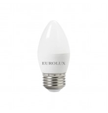 76/2/9 Лампа светодиодная Eurolux LL-E-C37-6W-230-2.7K-E27 (свеча, 6Вт, тепл., E27)