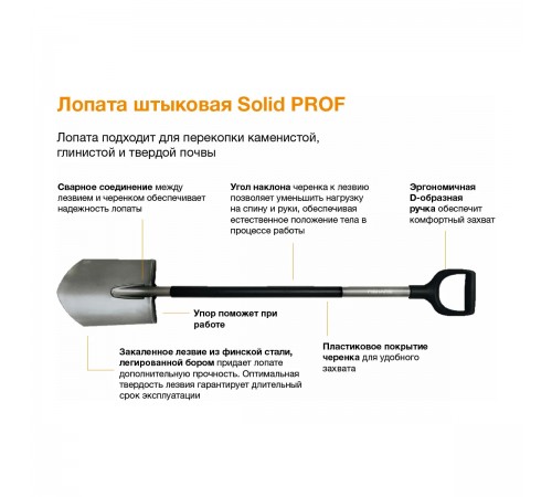 1050649 Лопата Fiskars штыковая Solid Prof