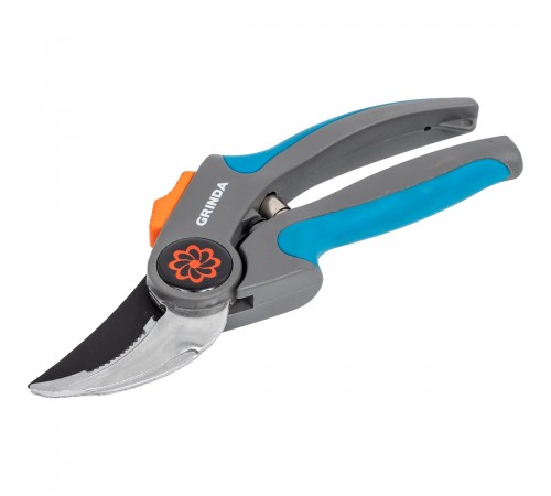 423455 Секатор GRINDA PROLine P-55 205мм плоскостной, с двухкомпонентными рукоятками