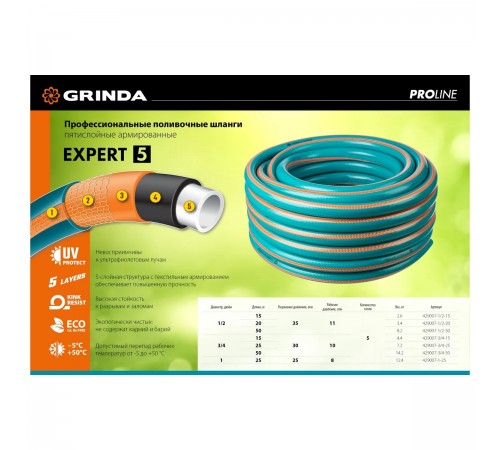 429007-3/4-25 Поливочный шланг GRINDA PROLine EXPERT 5 3/4 25м 30атм